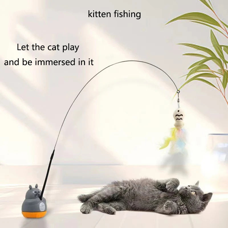 Feline Fishing Pole: The Ultimate Feather Flinging Fun Stick for Cats Who Think They're Expert Anglers!