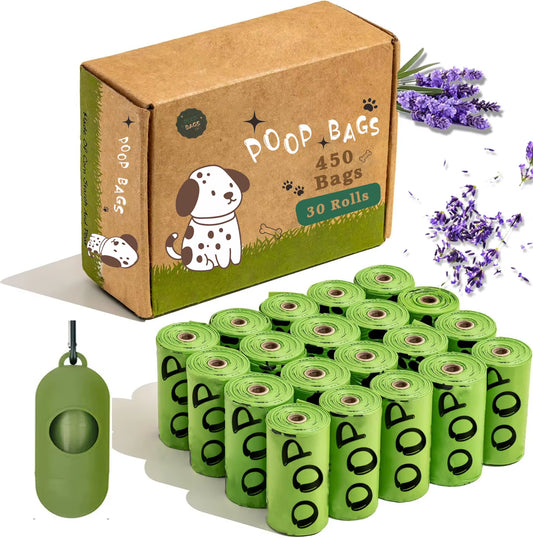 Lavender Scented Biodegradable Dog Poop Bags with Dispenser