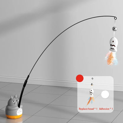 Feline Fishing Pole: The Ultimate Feather Flinging Fun Stick for Cats Who Think They're Expert Anglers!